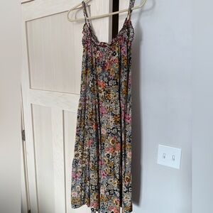 Natural Life Floral Ruffle Dress - Gray and Pink